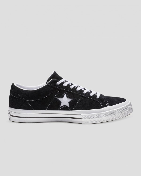 Converse One Star Premium Suede Sort Sko Danmark - Converse Lave Sneakers Dame - 08952CKIF